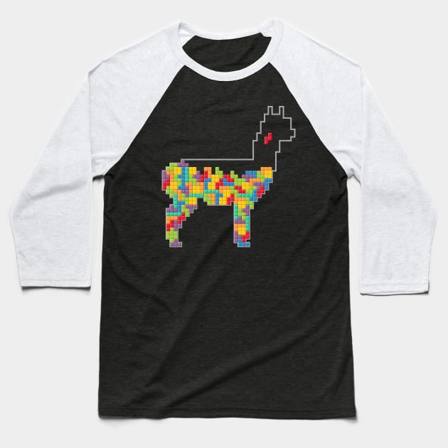 Tetris llama Baseball T-Shirt by Wild Geometric